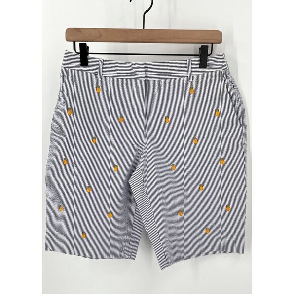 Brooks Brothers 346 Ladies Striped Embroidered Bermuda Shorts Size 6  Pineapples - Picture 1 of 11